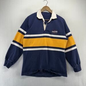 Vintage Michigan Wolverines Rugby Shirt Men's Large Blue Yellow Barbarian 90s